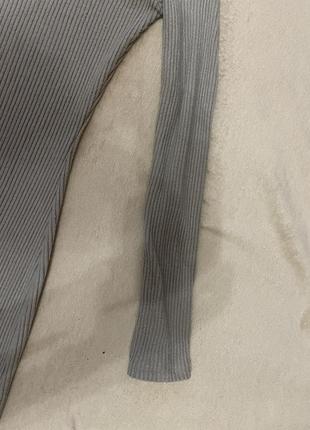Сіра сукня міді в рубчик4 фото