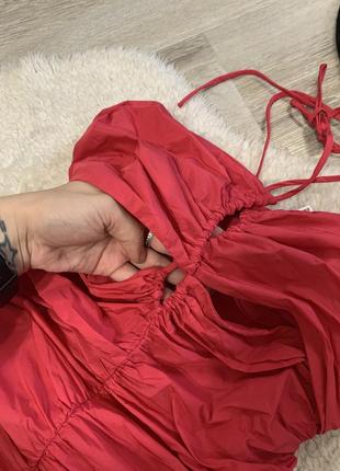 Сукня міні зі збірками mng mango нова рожева міні плаття з драпіруванням на завʼязці3 фото