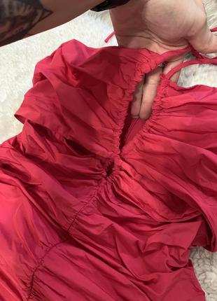 Сукня міні зі збірками mng mango нова рожева міні плаття з драпіруванням на завʼязці8 фото