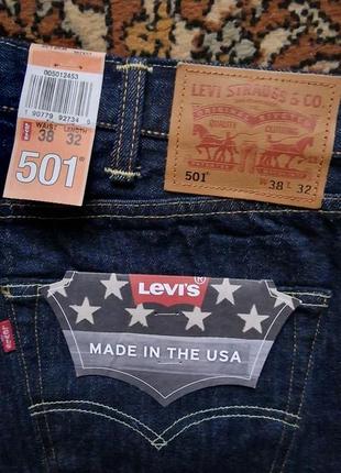 Брендові фірмові джинси levi's 501,оригінал із сша,нові з бірками, made in usa 🇺🇸, розмір 38/32.3 фото