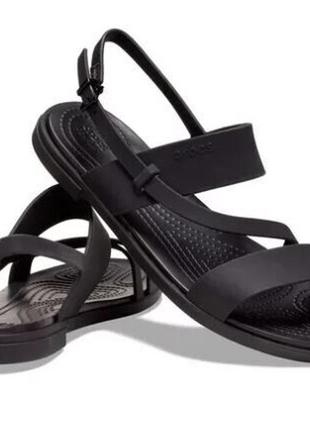 Крокс сандалі жіночі тулум чорні повністю crocs tulum strappy sandal black/black7 фото