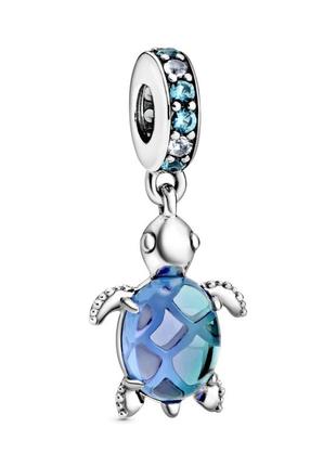 Оригинал пандора оригинальная серебряная бусина подвеска шарм шармик на браслет 798939c01 серебро синяя черепаха синий камни камень с биркой новое