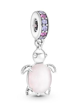 Оригинал пандора оригинальная серебряная бусина подвеска шарм шармик на браслет 798939c02 серебро розовая черепаха розовый камни камень с биркой новое