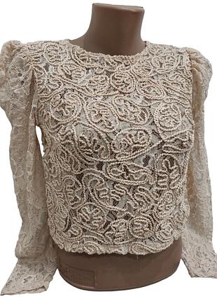 Коротка гіпюрова блузка, топ zara