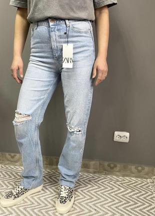 Джинси zara, джинси з прорізами на колінах зара