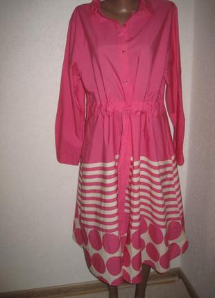 Розовое платье рубашка халат stella milani италия р-р 16-18 хлопок1 фото