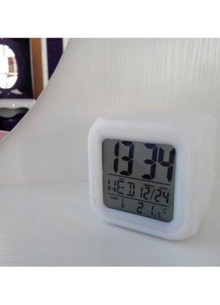 Часы хамелеон с термометром будильник ночник pro_1203 фото