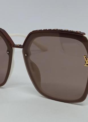 Окуляри брендові жіночі сонцезахисні бежево коричневі поляризовані