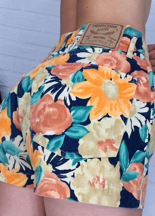 Кольорові літні шорти на високій талії в квіти принт квіти8 фото