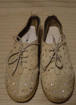 Мягенькие перфорированные кожаные туфельки цвета койот sandrops 38 р.3 фото