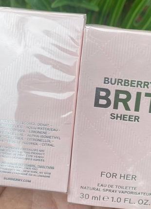 100% оригінал!- туалетна парфумована вода burberry brit sheer.2 фото