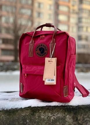 Бордовий міський рюкзак kanken classic зі шкіряними ручками, канкен класик. 16 l