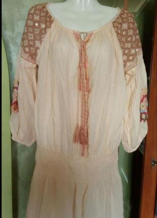 Туніка жіноча в стилі боххо вишиванка париж