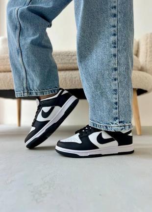 Найк данк лов ретро кеди шкіряні nike dunk low retro white black2 фото