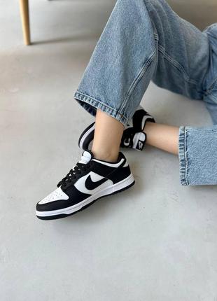 Найк данк лов ретро кеди шкіряні nike dunk low retro white black5 фото