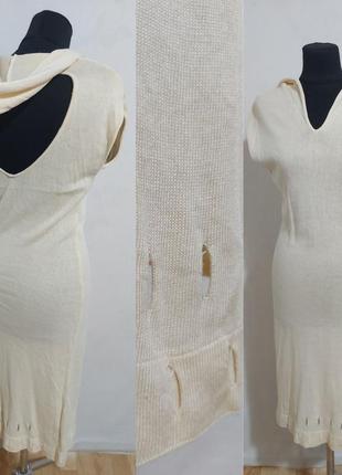 Дизайнерское шелковое вязаное платье с капюшоном  koshakova латвия1 фото