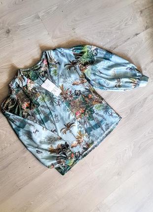 Шикарная модная блузка рубашка "атлас" в модный принт4 фото