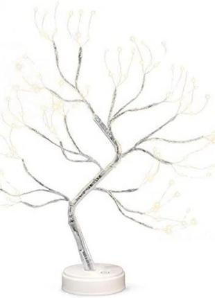 Led світильник нічник дерево бонсай сріблястого кольору з теплим світлом usb + 3aa pro_3204 фото