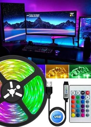 Светодиодная usb, bluetooth led лента rgb 5050 влагостойкая с пультом 5 метров pro_295