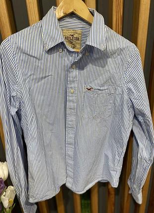 Чоловіча бавовняна сорочка у блакитно-білу смужку