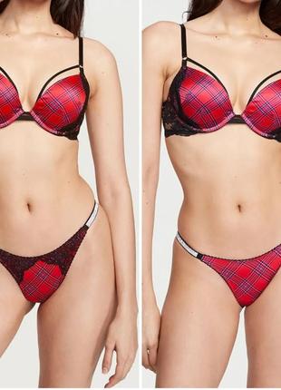 Нарядний люкс ліф very sexy victoria's secret з додатковими шлейками в клітинку з пуш ап9 фото