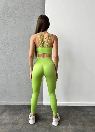 Фітнес костюм легінси push up + топ  з паралоновими вставками, які знімаються жіночий9 фото
