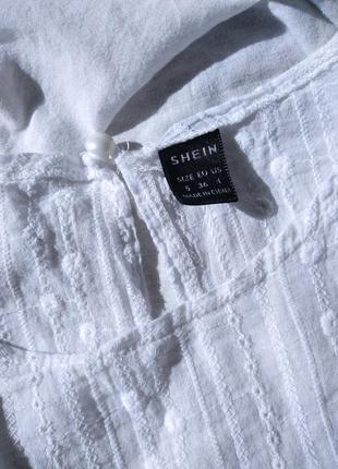 Ніжна модна вінтажнв молочна блузка весняна мережевна shein4 фото