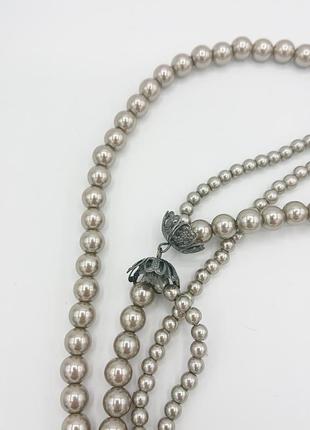 Гарне довге двухниточне намисто з штучних перлів2 фото