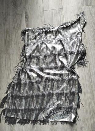 Срібна сукня плаття для латини в стилі 90 великий гетсбі