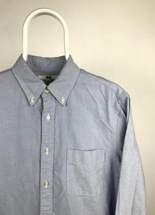 Светло голубая оксфорд рубашка uniqlo oxford shirt ralph hilfiger vintage5 фото