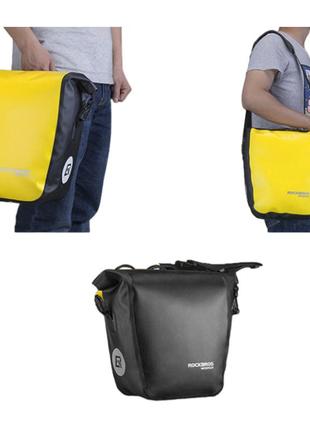 Велосипедна водостійка сумка на багажник rockbros as-003 18л жовтий2 фото