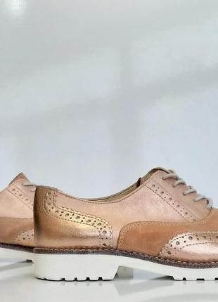 Kate gray золотые туфли оксфорды натуральная кожа4 фото