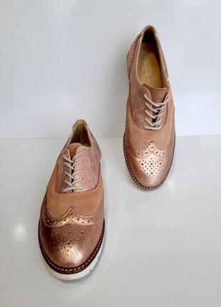 Kate gray золотые туфли оксфорды натуральная кожа3 фото