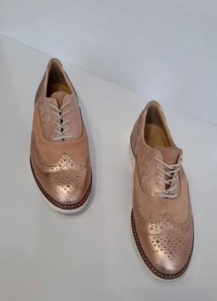 Kate gray золотые туфли оксфорды натуральная кожа6 фото