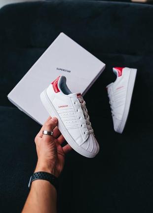 Жіночі кеди adidas superstar білі з серцем, малі розміри