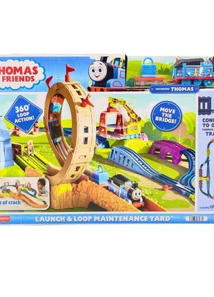 Железная дорога томас и друзья с петлей и краном карли thomas & friends loop & launch maintenance yard