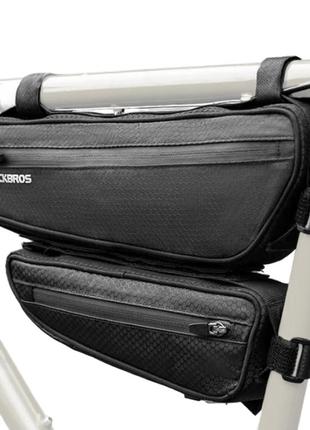 Комплект велосипедных сумок на раму или под раму велкро светоотражающие rockbros 043 черный