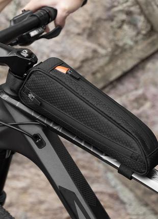 Комплект велосипедних сумок на раму або під раму велкро світловідблискувальні rockbros 043 чорний3 фото
