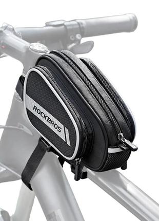 Велосипедна сумка на раму велкро світловідблискувальна rockbros 006-1bk чорний