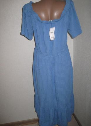 Голубое вискозное платье некст с оборкой  р-р16 2022год3 фото