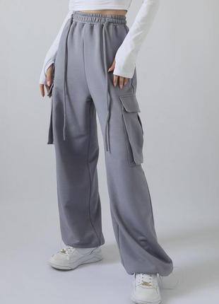 Сірі жіночі штани карго1 фото