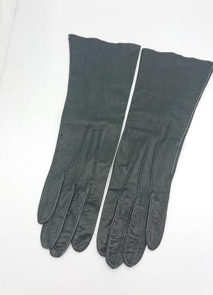 Шикарні довгі шкіряні рукавички без підкладки2 фото