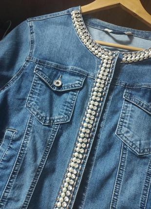 Стрейчевый джинсовый пиджак2 фото