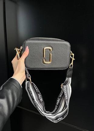 Акція!! жіноча сумка сумочка marc jacobs black/gold logo ( white/black strap)