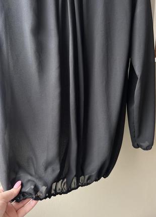 Чёрная блуза полупрозрачная с красивым горлышком в виде ожерелья камни цепочка 🖤7 фото