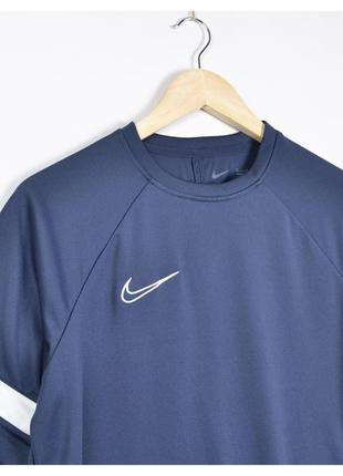 Nike dri-fit s/m* / сіро-синя спортивна футбольна еластична футболка із вишитим лого2 фото