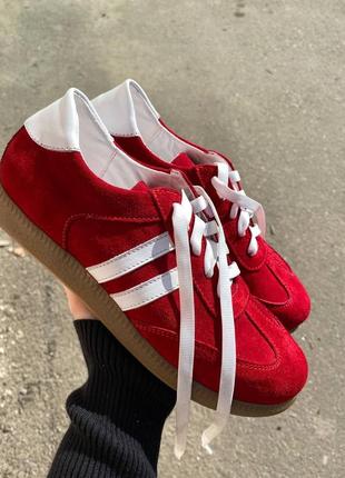 Замшеві червоні жіночі кросівки,32-411 фото