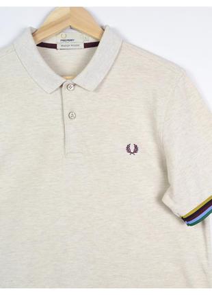 Fred perry x bradley wiggins m/l* / бавовняне текстуроване поло із вишитим лого на грудях, оригінал4 фото