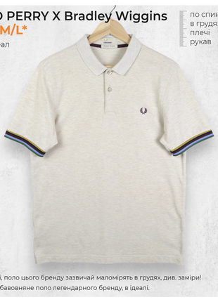 Fred perry x bradley wiggins m/l* / бавовняне текстуроване поло із вишитим лого на грудях, оригінал