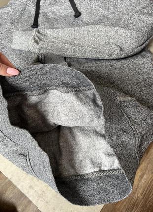 Темное худи с капюшоном и карманами на флисе толстовка базовый серый джемпер 🩶5 фото